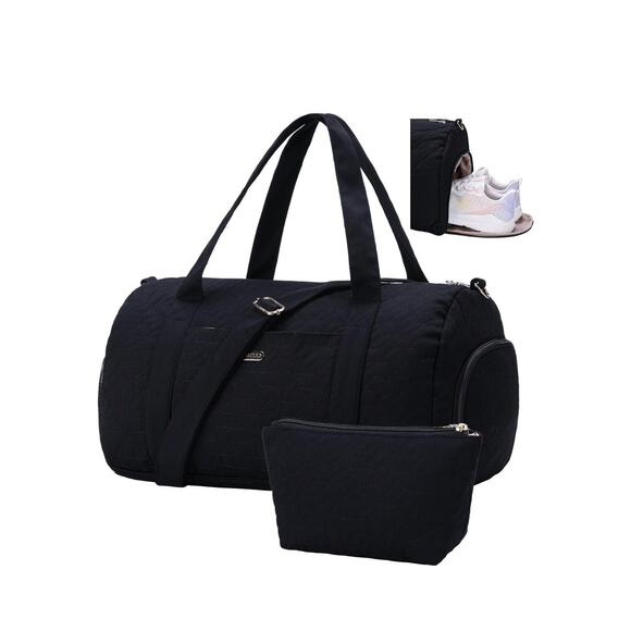 BALULHG Black Duffle Bag for Travel,Weekender For Women with Shoe Compartment - Picture 1 of 5